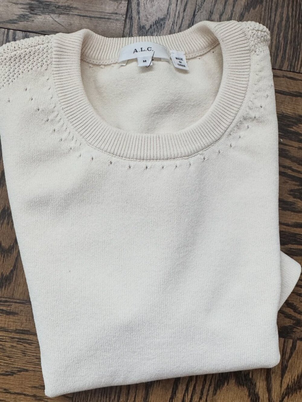 A.L.C. Ivory Textured Panel Knit Top Sweater Size M Style 7SWTP00566